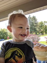 Portrait of cute boy smiling
