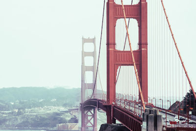 Low angle view of suspension bridge