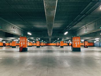 Interior of empty parking lot