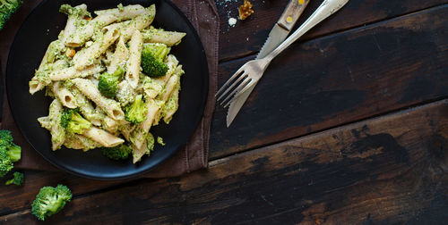 Pasta in plate on table