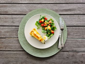 Directly above shot of food in plate on table