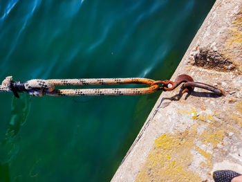 Boat anchorage on the sea promenade. details