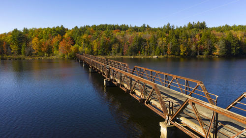 Scenic view of lake against sky during autumn