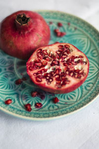 Close-up of strawberry in plate