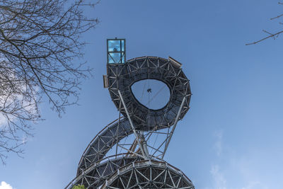 Low angle view of basketball hoop against sky