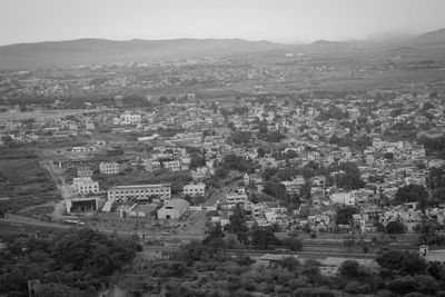 High angle view of townscape against sky