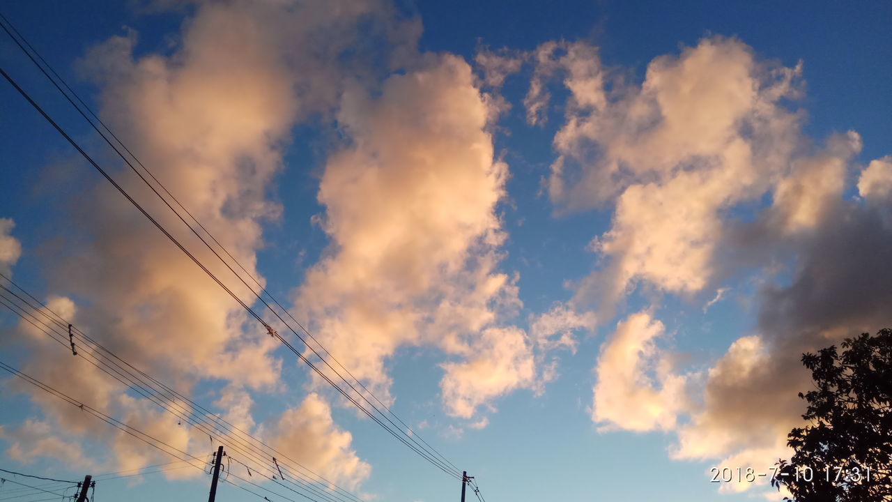 LOW ANGLE VIEW OF POWER LINES AGAINST SKY