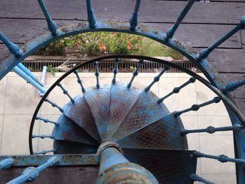 Close-up high angle view of spiral staircase