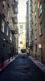 Road amidst buildings in city