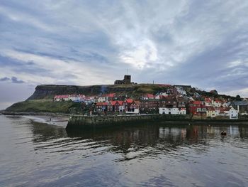 Reflection of buildings in lake