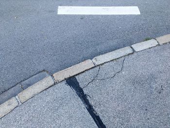 High angle view of marking on road