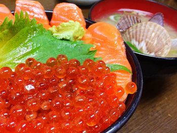 Close-up of strawberries in plate