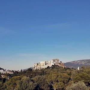 View of fort against blue sky