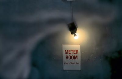 Close-up of information sign