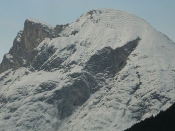 Scenic view of snowcapped mountains against clear sky