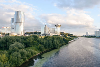 River by city against sky