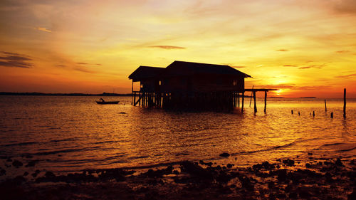 Scenic view of beach during sunset