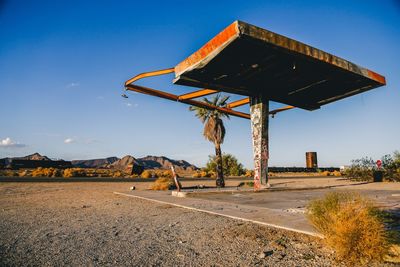 Built structure on road against clear sky