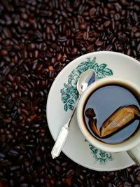 High angle view of coffee cup