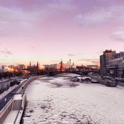 View of city at sunset