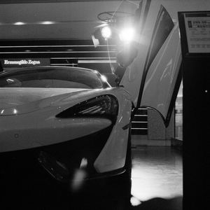 High angle view of car on illuminated table