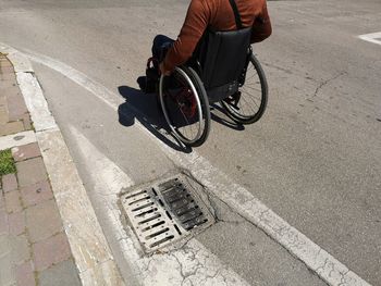 Wheelchair in the streets of the city