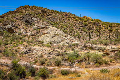 Rock formations on landscape against sky