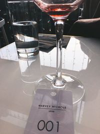 Close-up of wine glass on table