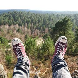 Low section of person standing on landscape