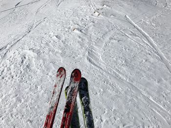 High angle view of person skiing on snow