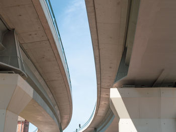 Low angle view of bridge against sky in city