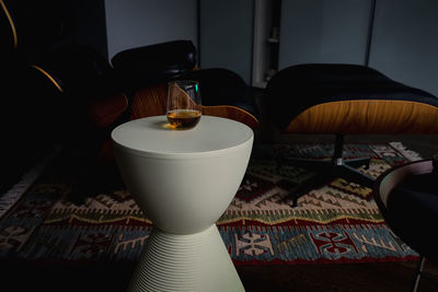 Close-up of empty coffee cup on table