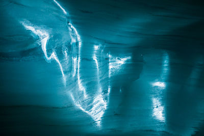 Glacial ice illuminated close up