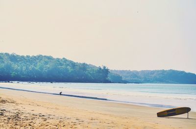 Scenic view of beach against clear sky