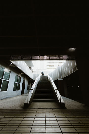 Low angle view of illuminated staircase in building