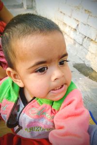 Close-up portrait of cute baby girl