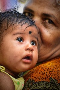 Close-up portrait of cute baby girl