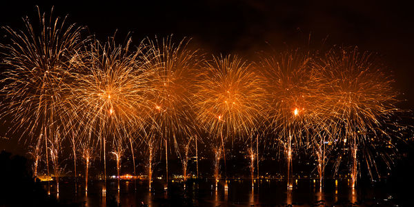 Firework display at night