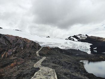 Scenic view of snowcapped mountain against sky