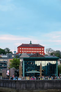 Group of people in front of building