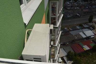 High angle view of buildings in city