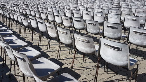 Full frame shot of empty chairs at outdoors