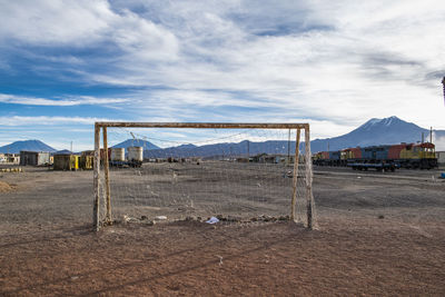 Football goal in the border town of ollague between chile and bolivia