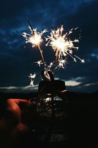 Firework display at night