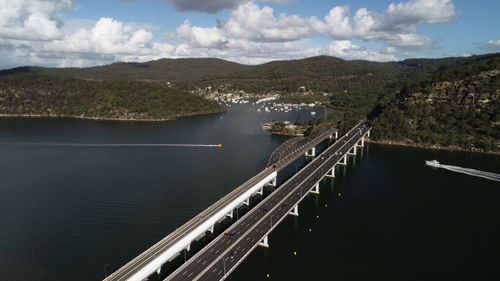 Bridge over river against sky