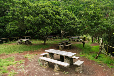 Empty bench in park