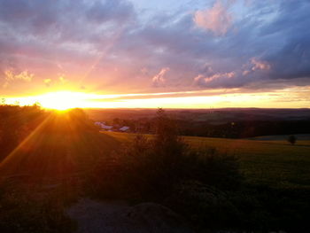 Scenic view of sunset over sea