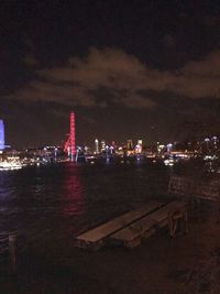 Illuminated city at night