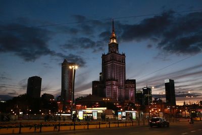 Illuminated city at night