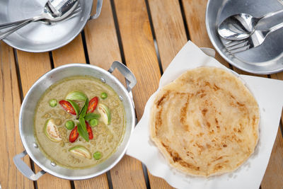 High angle view of food on table